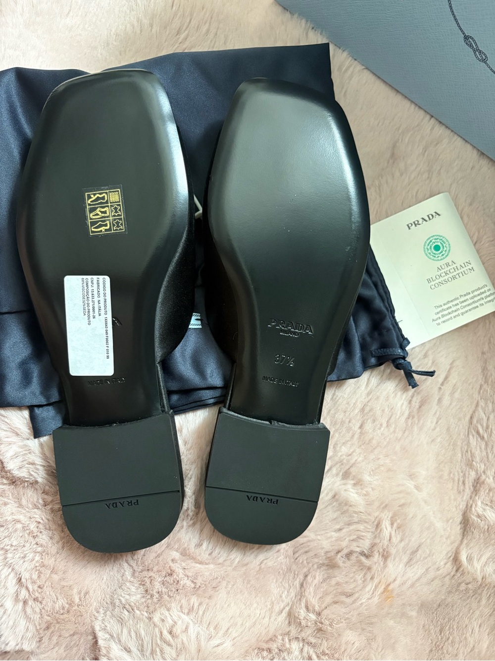 Prada Black silk Square-Toe Slide Sandals - Picture 5 of 7